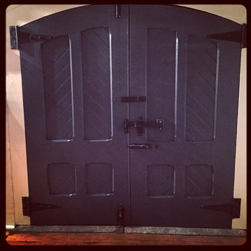 Original loading dock doors in historic mill factory