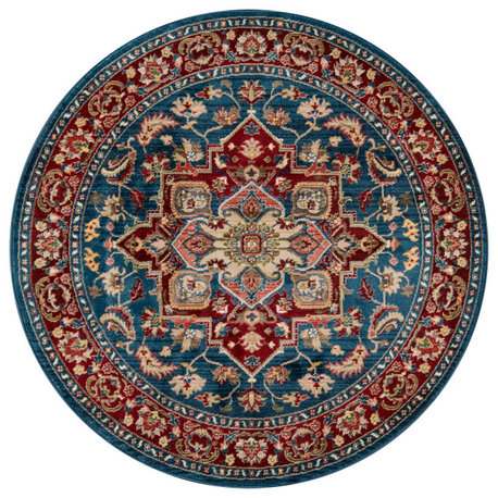 Lenox LE-01 Machine Made Blue Area Rug 5'x5' Round