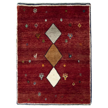Persian Rug Persian Gabbeh 3'8"x2'8" Hand Knotted