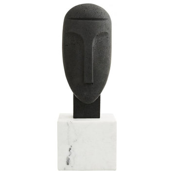 Isa Sculpture, Charcoal Ricestone, White Marble, 6"W (9243 3MPLE)