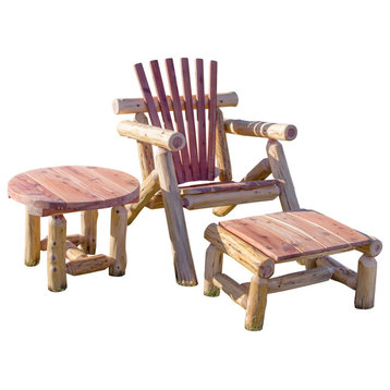 Red Cedar Log Outdoor Adirondack Chair Set