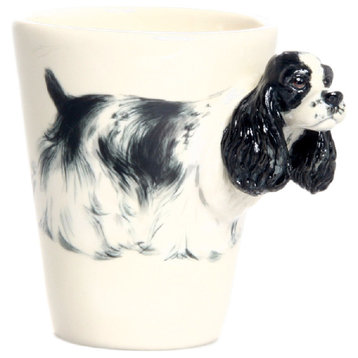 American Cocker 3D Ceramic Mug, White and Black