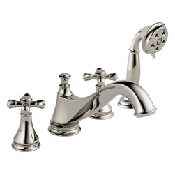 Delta Cassidy Roman Tub w/ Hand Shower Trim - Low Arc Spout - Tub And Shower Faucet Sets