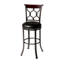 Fashion Bed Group - FBG Tallahassee Metal Swivel Counter Stool, Black/Heritage Silver, 26", C1X046 - Bar Stools and Counter Stools