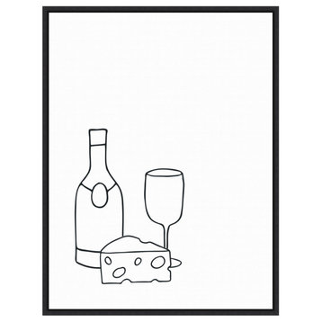 Simply Wine and Cheese, 18 W x 23.5 H" Framed Art Canvas Print