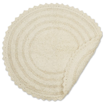 DII 27.5" Round Modern Cotton Durable Crochet Bath Mat in Off White