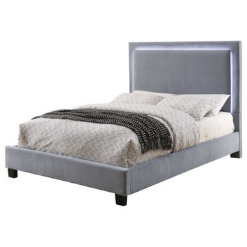 Furniture of America Luna Fabric Full Bed with LED Lights in Gray