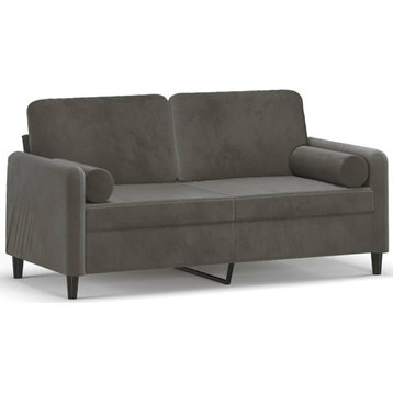 vidaXL Sofa Upholstered Love Seat with Pillows and Cushions Dark Gray Velvet