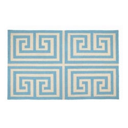 Blue Greek Key Rug - Rugs
