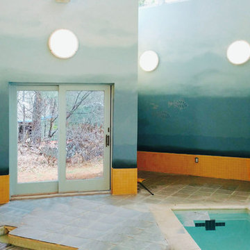 Aqua Ombre Paint Finish on Indoor Pool Walls