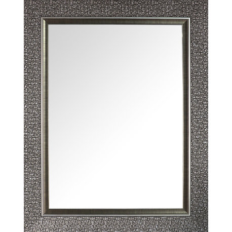 27"x35" Framed Bathroom Vanity Wall Mirror Silver Mosaic, 27"x35", Plain Mirror