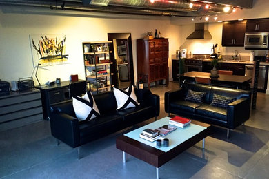 Example of a trendy living room design in Los Angeles