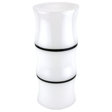 Bamboo Glass Vase, White/Black, 17.75"