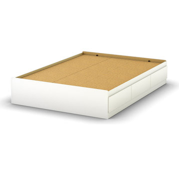 South Shore Step One Full Mates Bed, 54'' With 3 Drawers, Pure White