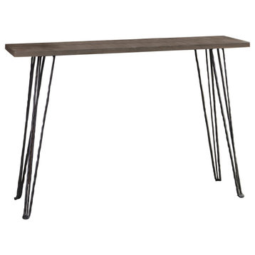 Rectangular Console Table, Concrete and Black