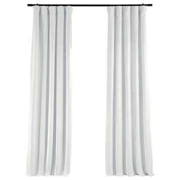 Signature Blackout Velvet Curtain Single Panel, Primary White, 50wx84l
