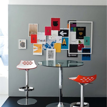 Jam Stools - Chromed Frame - White/Transparent Red Seat Finish