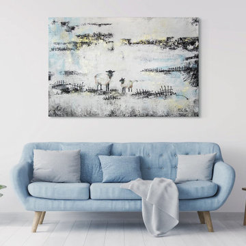 Handpainted abstract landscape art - Textured canvas painting "Happening"