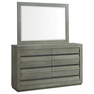Zig Dresser and Mirror Set, Gray