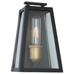 Artcraft Lighting - Charlestown Small Outdoor 1 Light Wall Light, Black - The "Charlestown" collection of exterior lighting features a triangular shape which has a black frame and interior which vintage gold. (This outdoor fixture is backed by our 25 year warranty on corrosion and 5 year warranty on paint defects - please see details)