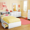 South Shore Spark Twin Mates Bed (39'') With 3 Drawers, Pure White