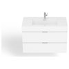 Boutique Bath Vanity, High Gloss White, 36", Single Sink, Wall Mount