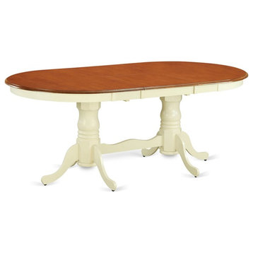 Atlin Designs Wood Butterfly Leaf Dining Table in Cream/Cherry
