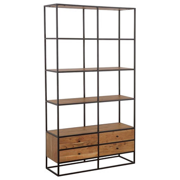 Belcroft 4-Drawer Etagere Natural Acacia and Black