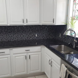 Black Pearl Granite Mosaic Tile Splash - Kitchen Countertops