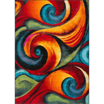 Susan Contemporary Abstract Area Rug, Multi-Color, 5'3'' X 7'3''