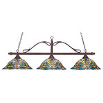 Toltec Lighting - Toltec Lighting 823-BRZ-990 Scroll - Three Light Billiard - Shade Included.Canopy Diameter: 5.00IS THIS A CHAIN HUNG FIXTURE?: YesWarranty: 1 YearAssembly Required: Yes* Number of Bulbs: 3*Wattage: 150W* BulbType: Medium* Bulb Included: No