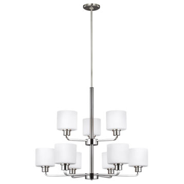 Sea Gull Canfield 9-Light Chandelier 3128809-962, Brushed Nickel