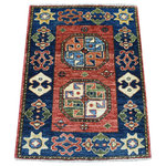Shahbanu Rugs - Red Afghan Ersari With Elephant Feet Design Wool Hand Knotted Rug, 2'1" x 2'10" - This fabulous Hand-Knotted carpet has been created and designed for extra strength and durability. This rug has been handcrafted for weeks in the traditional method that is used to make Rugs. This is truly a one-of-kind piece.