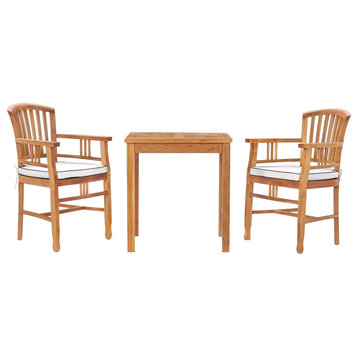 3-Piece Teak Wood Orleans Intimate Bistro Dining Set including 27" Square Table