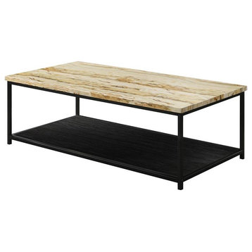 Furniture of America Pris Wood 1-Shelf Coffee Table in Yellow and Black