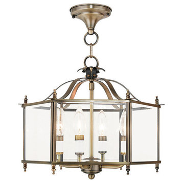 Livingston Convertible Chain-Hang and Ceiling Mount, Antique Brass