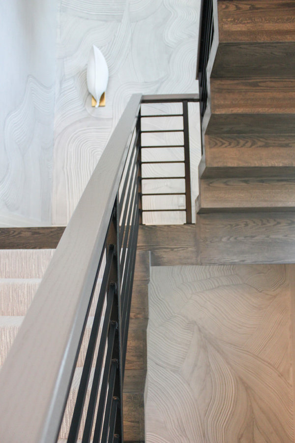 Dynamic and Open Wood and Metal Zig-Zag Staircase, Alexandria VA 22302