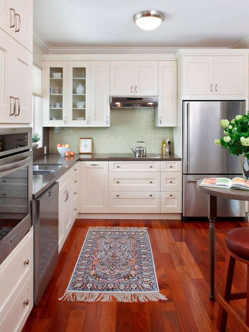 Cherry Floor White Cabinets Design Ideas & Remodel Pictures | Houzz