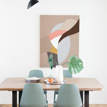 Original Fabric Art and Serge Mouille Light Fixture