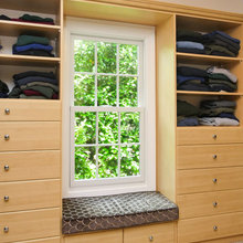 Honeycomb Closet Window Seat With Drawers