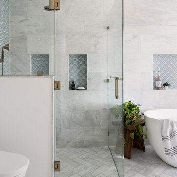 Calm luxury in Needham, MA Master Bathroom