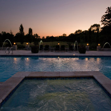 Lake Forest, IL Swimming Pool and Raised Hot Tub with Laminar Fountains