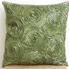 Green Spiral 18"x18" Silk Pillowcase, A Touch Of Envy