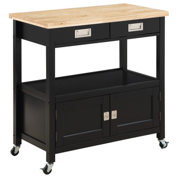 Radford Kitchen Cart With Wood Top and Black Base