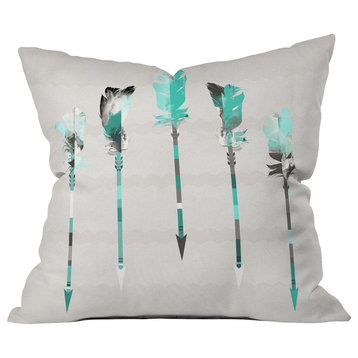 Deny Designs Iveta Abolina Teal Feathers Outdoor Throw Pillow