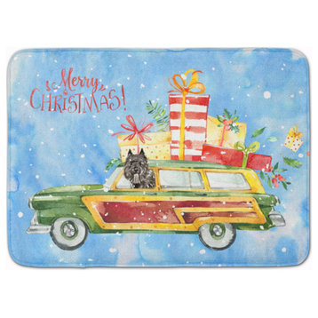 Merry Christmas Bouvier des Flandres Machine Washable Memory Foam Mat Doormats