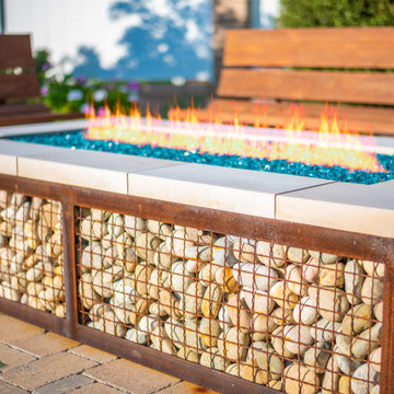 Custom Corten Steel Fire Pit and Bench