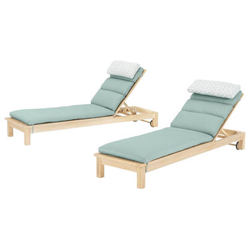 Kooper Sunbrella Outdoor Patio Chaise Lounges, Spa Blue