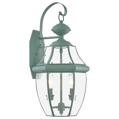 Monterey Outdoor Wall Lantern, Black, Verdigris