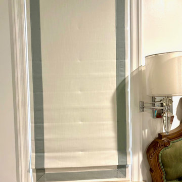 Room Darkening Flat Roman Shade with Banding in Girls Bedroom